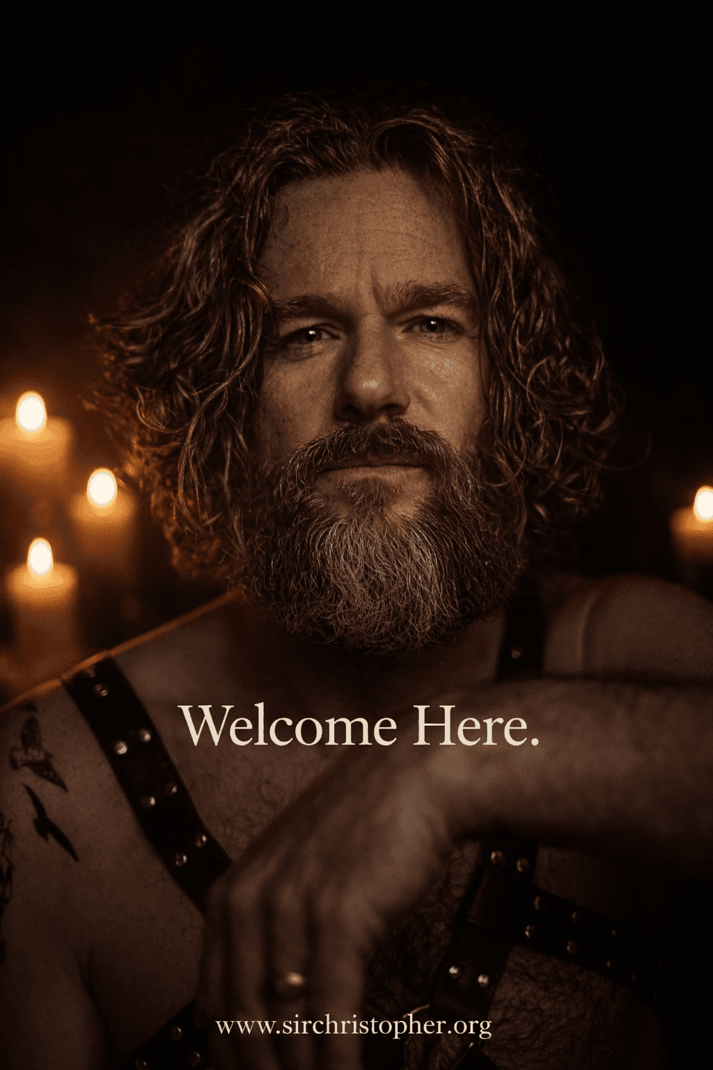 Sir Christopher, professional D/s and relationship coach, calm candlelit portrait representing grounded leadership and intentional power exchange. Sir Christopher, professional D/s and relationship coach, calm candlelit portrait representing grounded leadership and intentional power exchange.